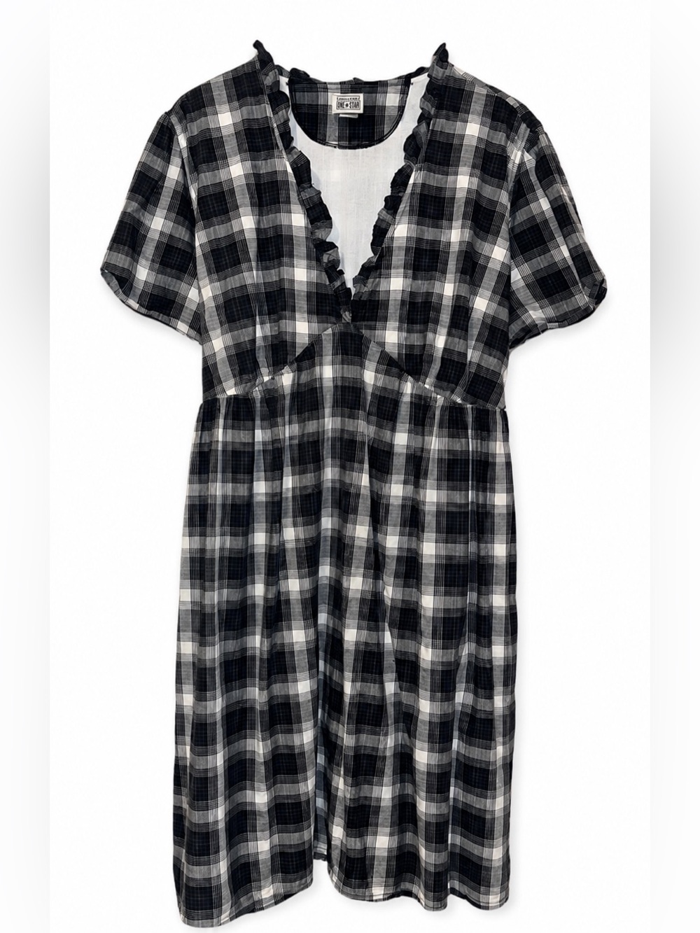 Converse One Star Plaid Babydoll Dress 100% Cotton Skater Dark Cottage Grunge